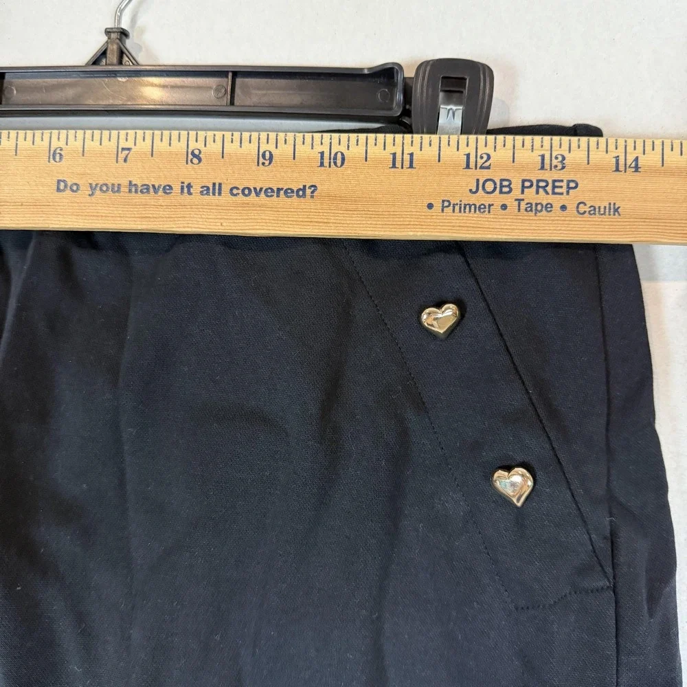 Old Navy Skort Girls XL 14-16 Black Knit Heart Button Elastic Waist Casual